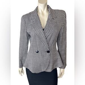 LIKE NEW Vintage Christian Dior Black/Cream Houndstooth Double-Breasted Jacket